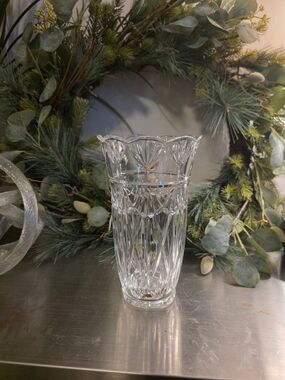 Clear Cut Crystal-Style Decorative Vase - 5"W x 8.5"H